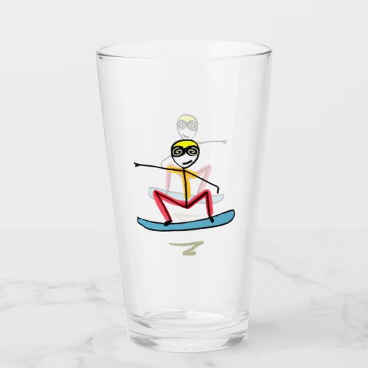 Sneeuwboarden Stickman Glas (Voorkant)