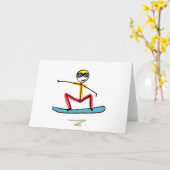 Sneeuwboarden Stickman Kaart (Gele Bloem)