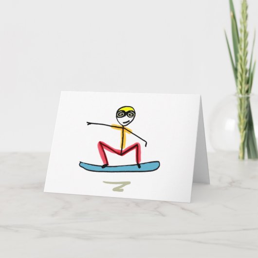 Sneeuwboarden Stickman Kaart (Voorkant)