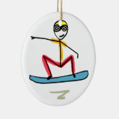 Sneeuwboarden Stickman Keramisch Ornament (Rechts)