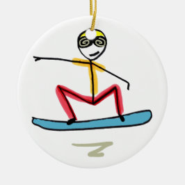 Sneeuwboarden Stickman Keramisch Ornament