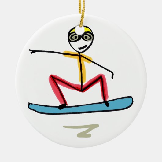 Sneeuwboarden Stickman Keramisch Ornament (Voorkant)