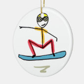 Sneeuwboarden Stickman Keramisch Ornament (Links)