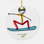 Sneeuwboarden Stickman Keramisch Ornament (Achterkant)