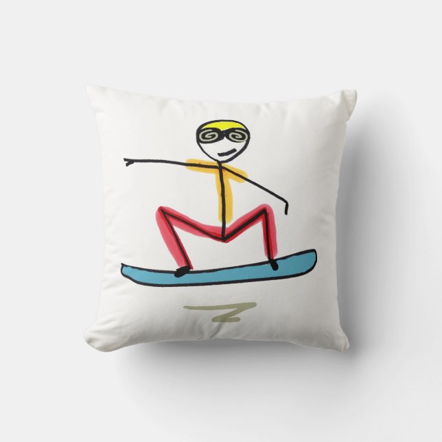 Sneeuwboarden Stickman Kussen (Voorkant)