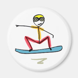 Sneeuwboarden Stickman Magneet