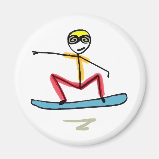 Sneeuwboarden Stickman Magneet (Voorkant)