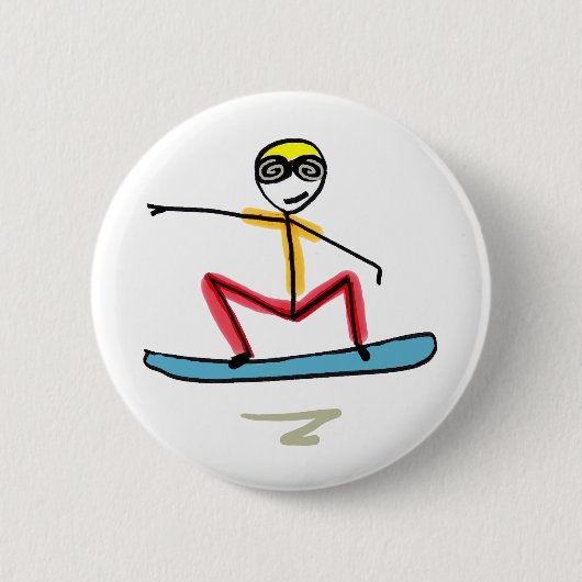 Sneeuwboarden Stickman Ronde Button 5,7 Cm (Voorkant)