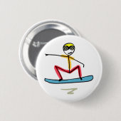 Sneeuwboarden Stickman Ronde Button 5,7 Cm (Voorkant /achterkant)