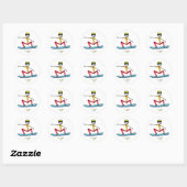 Sneeuwboarden Stickman Ronde Sticker (Vel)