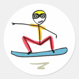 Sneeuwboarden Stickman Ronde Sticker
