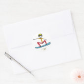 Sneeuwboarden Stickman Ronde Sticker (Envelop)