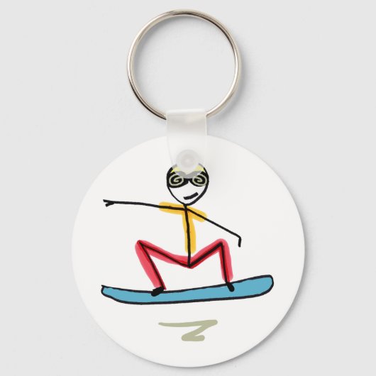 Sneeuwboarden Stickman Sleutelhanger (Voorkant)