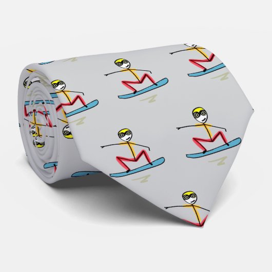 Sneeuwboarden Stickman Stropdas (Opgerold)