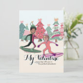 Sneeuwboarden Valentijnen Feestdagenkaart (Staand voorkant)