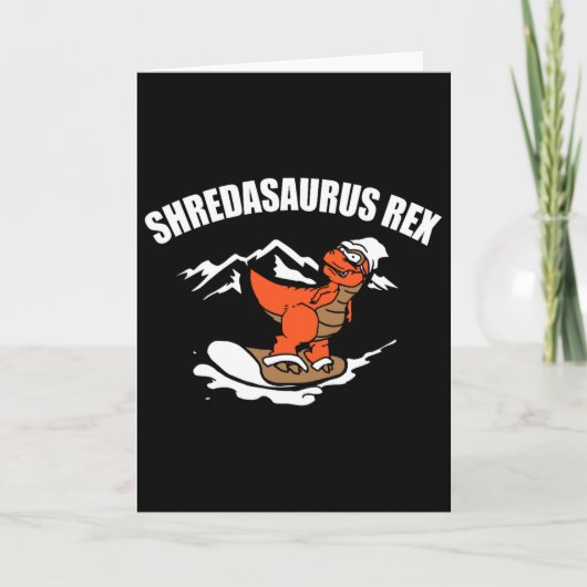 Sneeuwboardende dinosaurus Funny Snowboard Kinder Kaart (Voorkant)