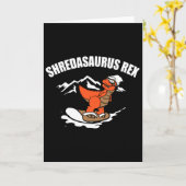 Sneeuwboardende dinosaurus Funny Snowboard Kinder Kaart (Gele Bloem)