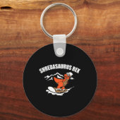 Sneeuwboardende dinosaurus Funny Snowboard Kinder Sleutelhanger (Voorkant)