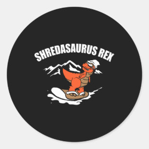 Sneeuwboardende dinosaurus Grappig sneeuwboard cad Ronde Sticker