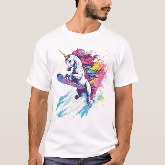 Sneeuwboardende Eenhoorn (1) T-shirt (Voorkant)