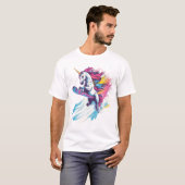 Sneeuwboardende Eenhoorn (1) T-shirt (Voorkant volledig)