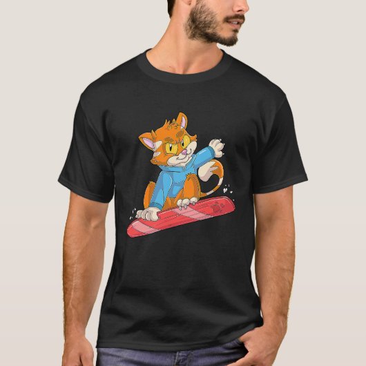 Sneeuwboardende Kat T-shirt (Voorkant)
