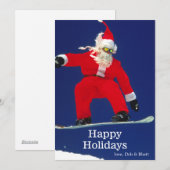 Sneeuwboardende Kerstman Feestdagenkaart (Voorkant / Achterkant)