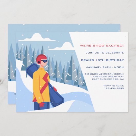 Sneeuwboardende man kaart (Voorkant / Achterkant)