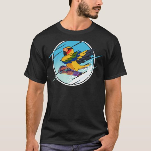 Sneeuwboardende papegaai I Zon Conure T-shirt (Voorkant)
