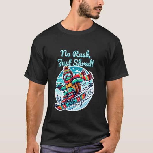 Sneeuwboardende Schildpad, Sneeuwboarden, Grappig, T-shirt (Voorkant)