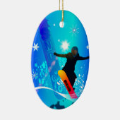 Sneeuwboarder met bordbord keramisch ornament (Rechts)