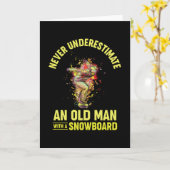 Sneeuwboarder met Retro-skiën op sneeuwsneeuwboard Kaart (Gele Bloem)