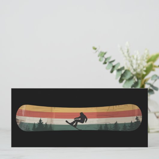 Sneeuwboarder Retro Winter Sport Cadeau Kaart (Staand voorkant)