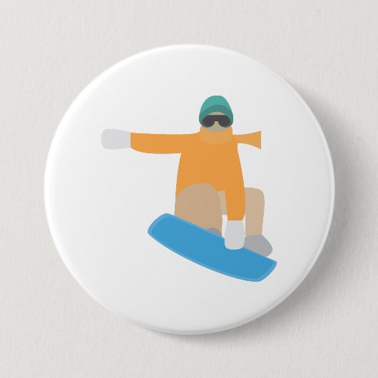 Sneeuwboarder Ronde Button 7,6 Cm (Voorkant)
