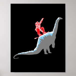 Sneeuwboarder Snowboarden Berg Sneeuwbord Dinosaur Poster