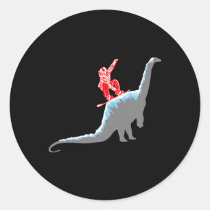 Sneeuwboarder Snowboarden Berg Sneeuwbord Dinosaur Ronde Sticker