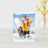Sneeuwboarder Vouwbare Wenskaart Kaart (Gele Bloem)