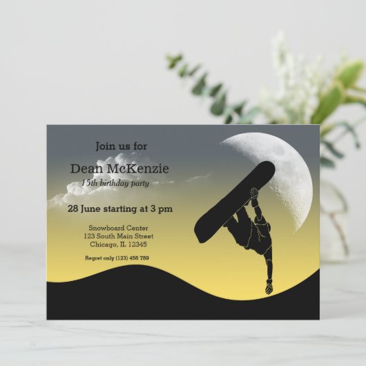 Sneeuwboardfeestje Kaart (Staand voorkant)