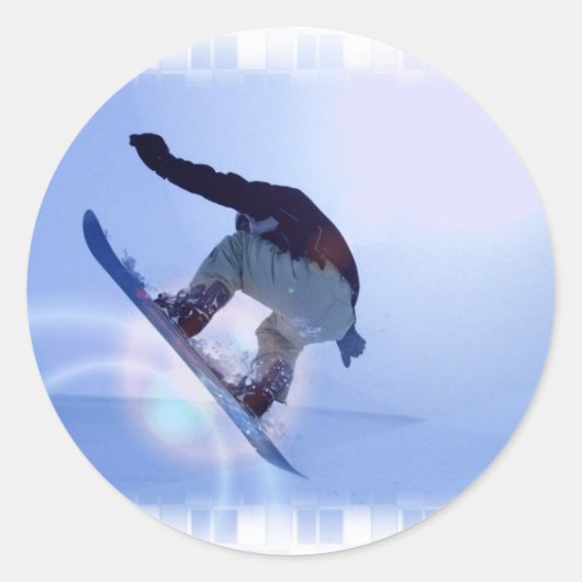 sneeuwboarding-12 ronde sticker (Voorkant)