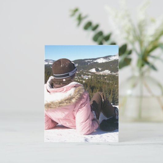 sneeuwboardkoperen koperen bergen briefkaart (Staand voorkant)