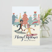 Sneeuwboardkoppel Kerstkaart (Staand voorkant)