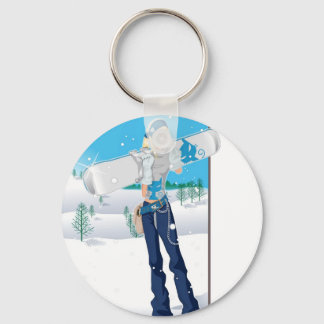 Sneeuwboardmeisje Sleutelhanger