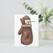 SneeuwBobbins Snowman & Mitten Briefkaart (Staand voorkant)