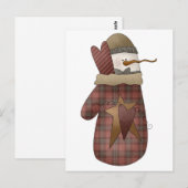 SneeuwBobbins Snowman & Mitten Briefkaart (Voorkant / Achterkant)