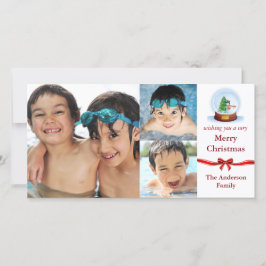 Sneeuwbol 3 foto's kerst - ansichtkaart feestdagenkaart