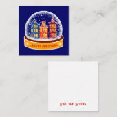 Sneeuwbol Amsterdam Dorp Mini Kerstmis Notitiekaartje (Voorkant / Achterkant)