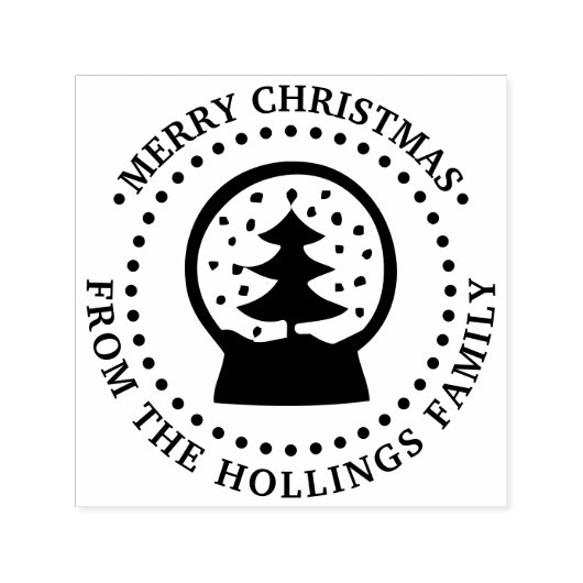Sneeuwbol Boom Kerstgroet Naam Zelfinktende Stempel (Design)