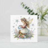 Sneeuwbol Fee Kerstkaart (Staand voorkant)