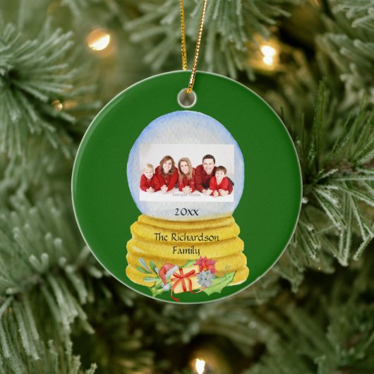 Sneeuwbol Foto Gepersonaliseerde Keramische Versie Keramisch Ornament (Boom)