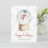 Sneeuwbol Gelukkig Feestdagenkaart (Staand voorkant)
